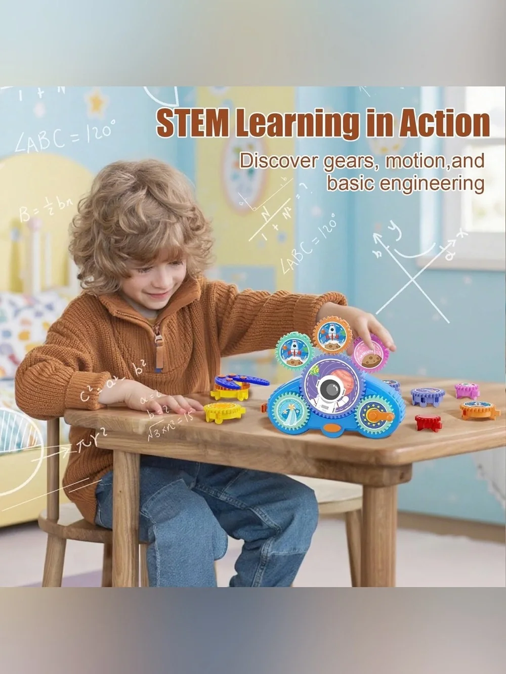STEM Gears Toys for Kids Ages 3+, Creative Learning Building Blocks, 18Pcs Educa